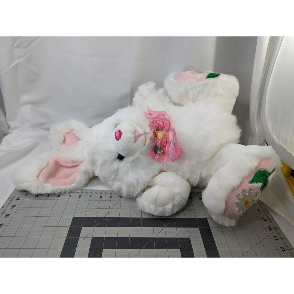 Tb Trading Co Hopster Rabbit Plush Bunny‎ White  24 Inch Pink Flowers Stuffed